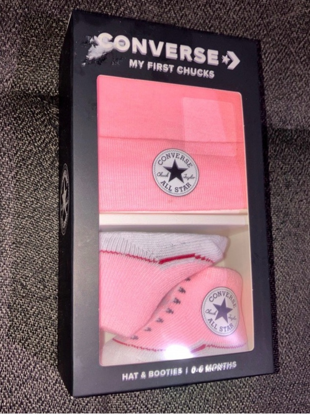 Converse Baby Hat & Booties Set in Pink